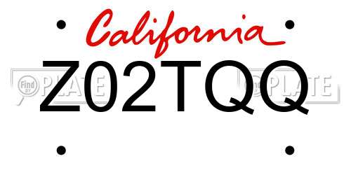 Z02TQQ California License Plate