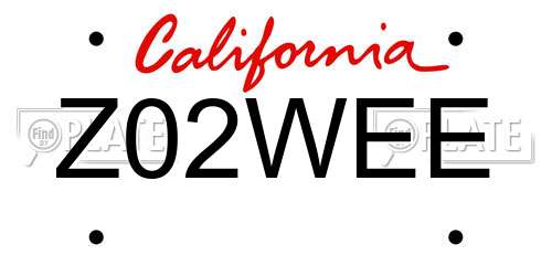 Z02WEE California License Plate