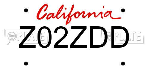 Z02ZDD California License Plate