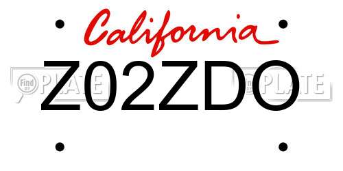 Z02ZDO California License Plate