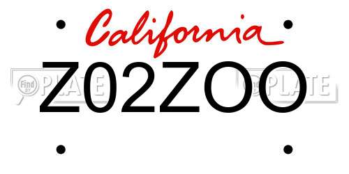 Z02ZOO California License Plate