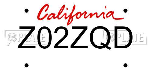 Z02ZQD California License Plate