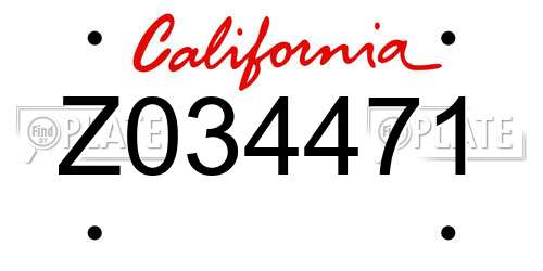 Z034471 California License Plate