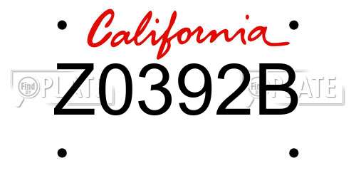 Z0392B California License Plate