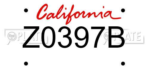 Z0397B California License Plate