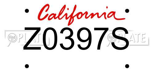 Z0397S California License Plate