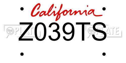 Z039TS California License Plate