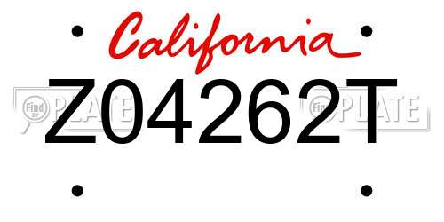 Z04262T California License Plate