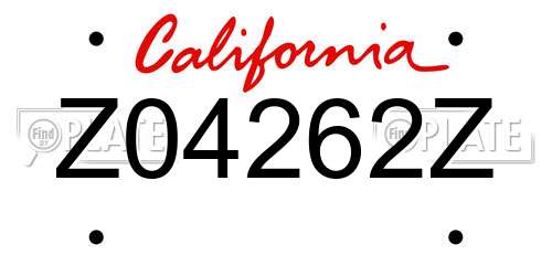 Z04262Z California License Plate