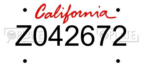 Z042672 California License Plate