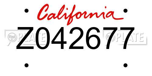 Z042677 California License Plate