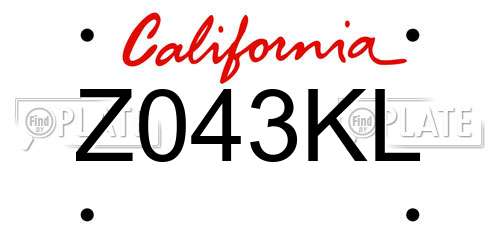 Z043KL California License Plate