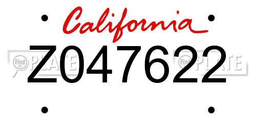 Z047622 California License Plate