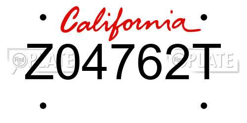 Z04762T California License Plate