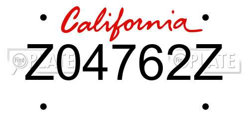 Z04762Z California License Plate