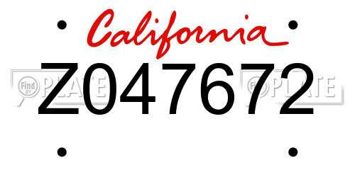 Z047672 California License Plate