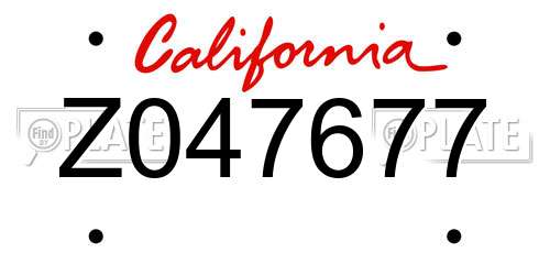 Z047677 California License Plate