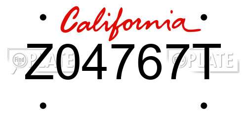 Z04767T California License Plate