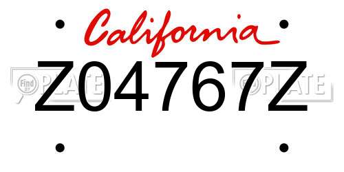 Z04767Z California License Plate