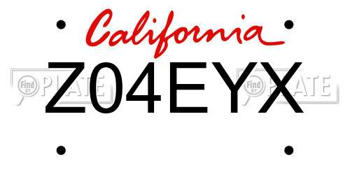Z04EYX California License Plate