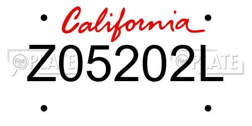 Z05202L California License Plate