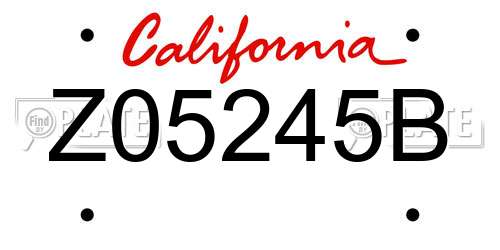 Z05245B California License Plate