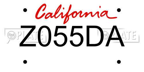 Z055DA California License Plate