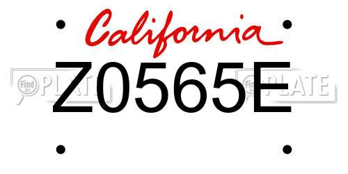 Z0565E California License Plate