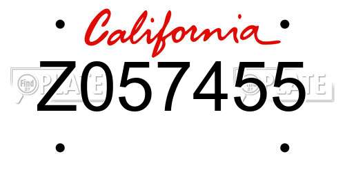 Z057455 California License Plate