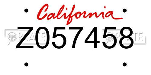 Z057458 California License Plate