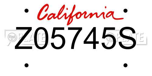 Z05745S California License Plate