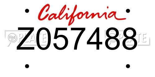 Z057488 California License Plate