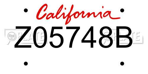 Z05748B California License Plate