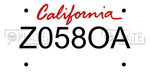 Z058OA California License Plate