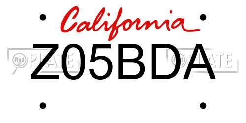 Z05BDA California License Plate