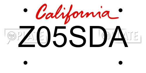 Z05SDA California License Plate