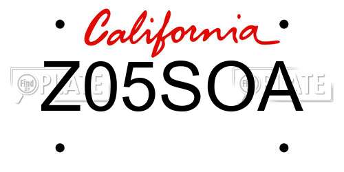Z05SOA California License Plate