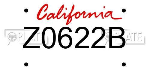 Z0622B California License Plate