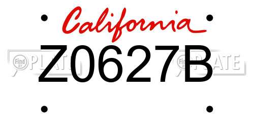 Z0627B California License Plate