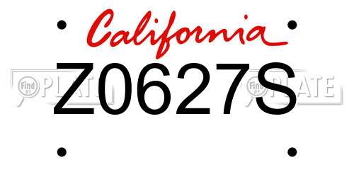 Z0627S California License Plate