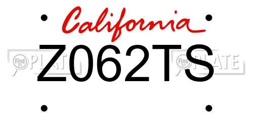 Z062TS California License Plate