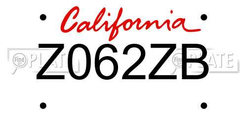 Z062ZB California License Plate