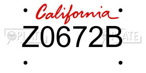 Z0672B California License Plate