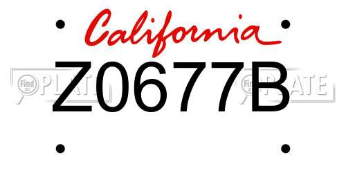 Z0677B California License Plate