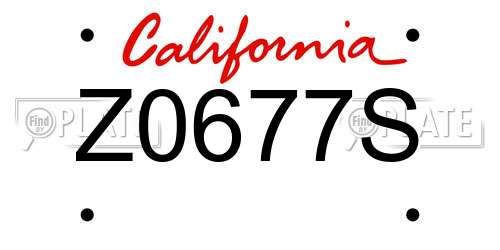Z0677S California License Plate