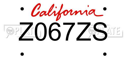 Z067ZS California License Plate