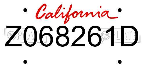 Z068261D California License Plate