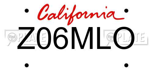 Z06MLO California License Plate