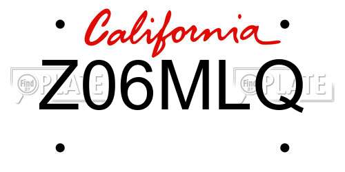 Z06MLQ California License Plate