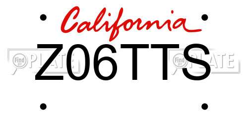 Z06TTS California License Plate
